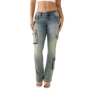NWT True Religion Jean Becca Low Rise Cargo Bootcut Medium Vintage Size 25